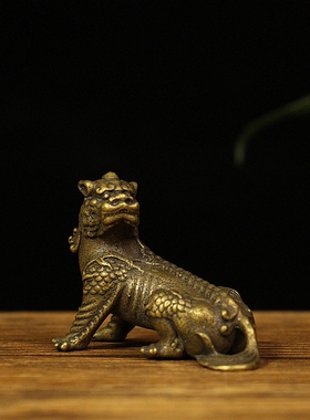 纯铜谛听摆件地藏王坐骑独角神兽黄铜实心谛听家居客厅装饰工艺品