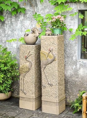 陋石坊新中式展示柱仿古摆件家居装饰柱客厅玄关公司大厅落地摆设