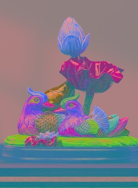 鸳鸯摆件一对荷花鸳鸯戏水家居工艺品结婚礼物创意卧室床头装饰品