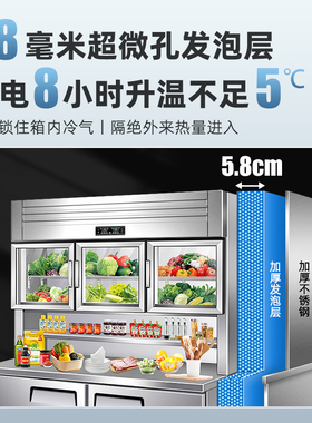 冰沃美子母柜冰箱商用展示柜冷藏冷冻一体冰柜多功能不锈钢工作台