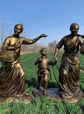 定制开荒牛农耕文化雕塑玻璃钢民俗小吃人物雕像铸铜景观小品摆件