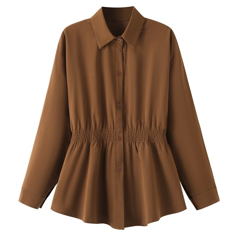 大码女装春秋季新款胖mm时尚气质收腰显瘦法式衬衫外套设计感上衣,淘宝优惠券,粉丝福利购,淘宝优惠卷