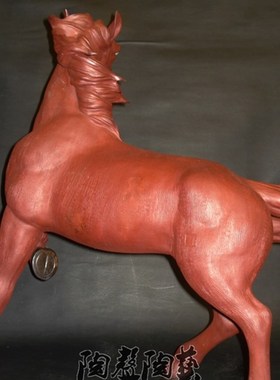 朱砂赤兔马虎狗羊三合开张店铺公司石湾陶瓷公仔装饰品摆件