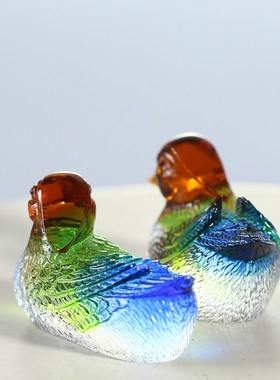 琉璃鸳鸯摆件居家客厅卧室前台桌面摆放婚庆闺蜜朋友送礼工艺品