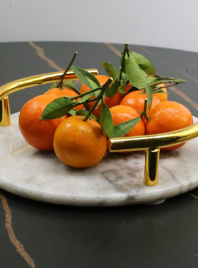 北欧天然大理石纹陶瓷托盘家用茶具水杯创意餐桌茶几化妆品收纳盘