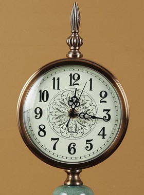 陶瓷座钟台钟摆件美式创意轻奢客厅欧式卧室床头柜静音钟表装饰品