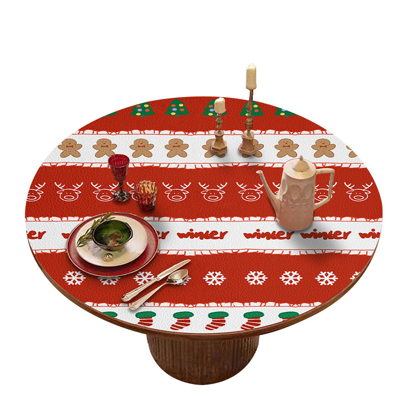 耶诞圆桌垫防水防油免洗餐桌隔热垫喜庆新年皮革壁纸圆形茶几垫,淘宝优惠券,粉丝福利购,淘宝优惠卷