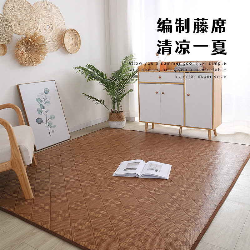 藤编凉席地毯客厅宝宝爬行地垫卧室床边榻榻米满铺凉席藤席,淘宝优惠券,粉丝福利购,淘宝优惠卷