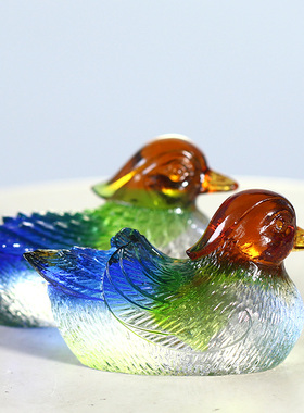 琉璃鸳鸯一对吉祥摆件居家客厅卧室桌面摆放中式结婚闺蜜送礼