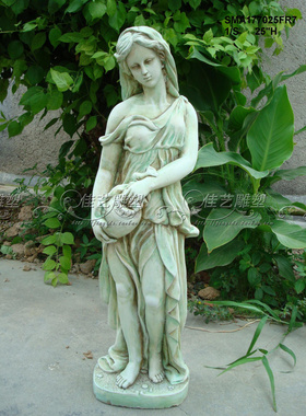 欧式人物玻璃钢工艺品落地摆件摆设家居装饰品抱扛罐小美女取水神