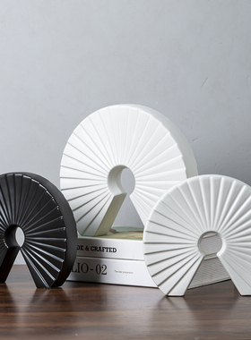 创意扇形摆件新中式样板间软装客厅酒柜装饰品办公室书房桌面摆设