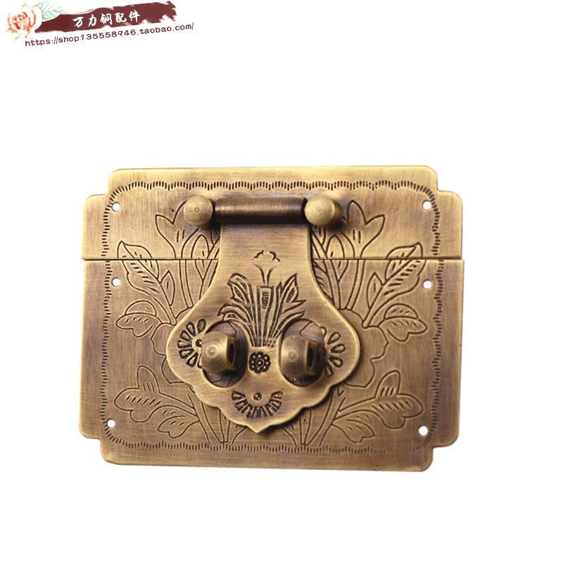 中式仿古纯铜锁扣搭扣免开孔樟木箱扣首饰盒铜配件小木盒锁片锁鼻,淘宝优惠券,粉丝福利购,淘宝优惠卷