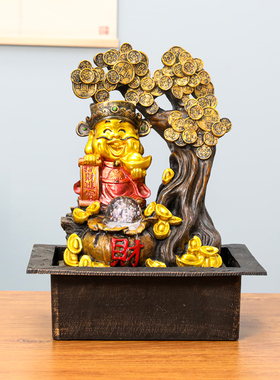 办公桌流水摆件客厅创意招财喷泉小型风水轮流水生财循环水装饰品