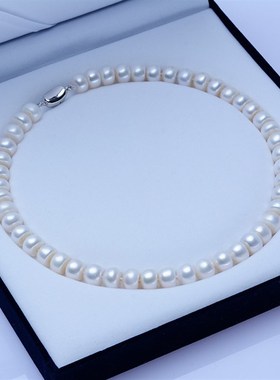 黛蓝淡水珍珠项链馒头圆强光珍珠饰品项链女配饰简约时尚现货