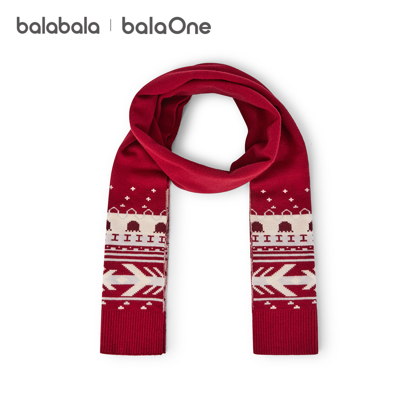 巴拉巴拉balaOne儿童围巾女童提花图案舒适保暖2025新款新年时尚,淘宝优惠券,粉丝福利购,淘宝优惠卷