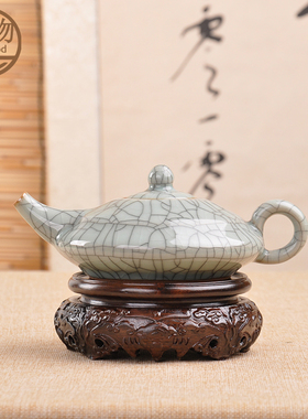 木质黑檀茶壶茶具底座实木托盘圆形铜香炉花瓶佛像花盆景摆件底座