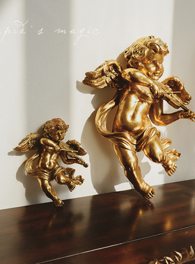 仰望天使复古怀旧雕塑摆件欧式客厅餐厅墙壁装饰壁挂花园摆拍道具