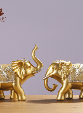 大象摆件一对招财镇宅家居饰品客厅网红酒柜装饰品新婚礼品吉祥物