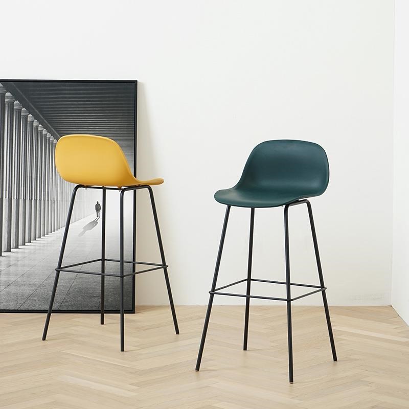 北欧前台咖啡f厅实木靠背高脚凳小户型现代简约家用创意时尚酒吧 - 图0