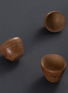 手工打磨老竹根雕小茶杯酒杯雕刻竹子公道杯竹雕杯小水杯竹碗配件