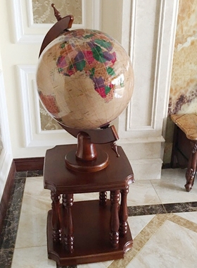 木地球仪落地摆件办公室校庆客厅书房装饰品送公司乔迁开业礼品