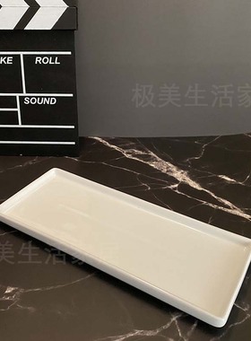 样板房卫生间洗手台玻璃牙刷杯香薰陶瓷托盘组合摆件透明金边轻奢