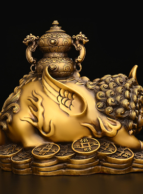 全铜貔貅摆件 招财办o公室家居一对皮丘鎮宅聚财店铺装饰开业礼品