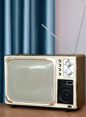 复古怀旧家居装饰摆件咖啡馆服装店铺橱窗陈列道具铁皮电视机模型