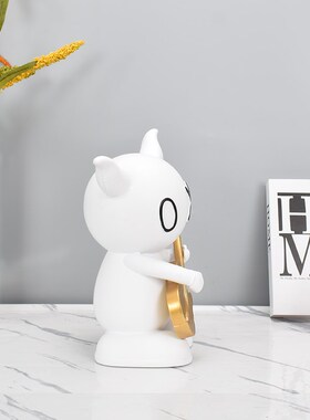 简约现代卡通弹琴黑仔安逗雕塑饰品摆件别墅客厅儿童房样板房装饰