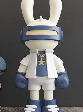 玻璃钢卡通潮玩轻奢科技兔模型商场客厅落地景观装饰雕塑摆件定制