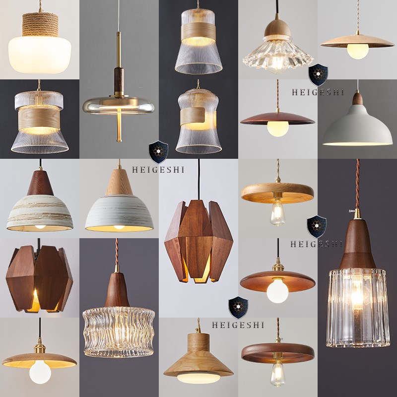 创意日式吊灯原木复古侘寂民宿餐厅灯卧室床头书房吧台实木茶室灯 - 图0