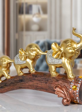 欧式现代三连象三口之家t玄关酒柜桌面客厅家居摆件结婚伴手礼礼