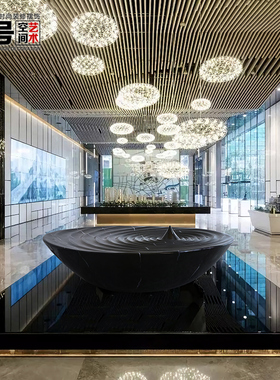 售楼处雕塑艺术品k抽象水形波浪酒店大堂客厅摆件大型落地软装饰