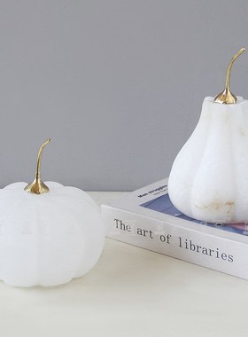 北欧轻奢创意抽象云石南瓜水果摆件样板间书房电视酒柜桌面装饰品