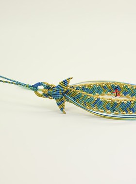 千里江山民族风爱心手绳手工编织diy手机挂件材料包包挂自编礼物