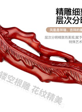 凤头老年人拐杖 实木雕刻工艺品 C木头拐棍红木根雕手杖木质扶手