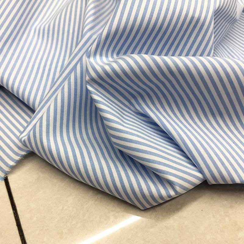 半米价/蓝白条原装进口高密条纹全棉府绸布料夏款衬衫连衣裙面料 - 图1