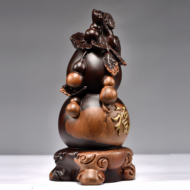 黑檀实木雕刻葫芦中式摆件客厅家居办公室装饰工艺开业送礼工艺品,淘宝优惠券,粉丝福利购,淘宝优惠卷