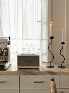 侘寂风铁艺烛台家用摆件黑色高级感蜡烛台氛围装饰艺术创意烛台架