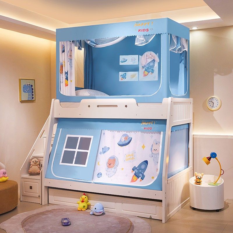 子母床蚊帐遮光布床帘1.2m1.5米1.35儿童上下铺双层高低床直梯形,淘宝优惠券,粉丝福利购,淘宝优惠卷