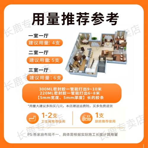 长鹿金牌玻璃胶中酸性透明鱼缸门窗厨卫防霉浴室防水密封家用耐候 - 图3