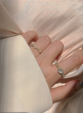 可爱的温柔~超仙精致猫眼石戒指开口指环女ins小众设计轻奢高级感