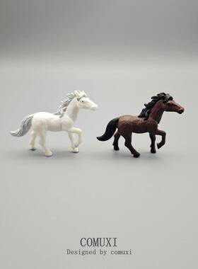 仿真动物模型白色小马骏马PVC手办玩偶 微景观摆件桌面微缩小礼物