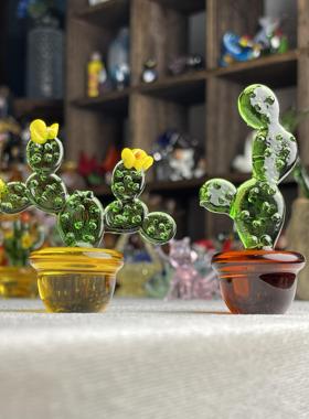 创意小清新品种的玻璃仙人掌绿色植物室内装饰品桌面迷你家居橱柜