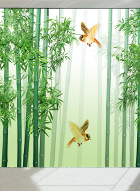 复古玻璃拉门贴纸竹子图案磨砂特大尺寸中国风遮光设计