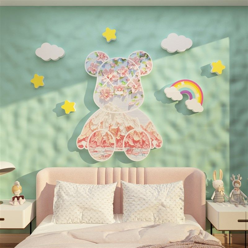 儿童房间布置装饰网红小女孩宝宝婴儿公主床头画改造公仔墙面贴纸,淘宝优惠券,粉丝福利购,淘宝优惠卷