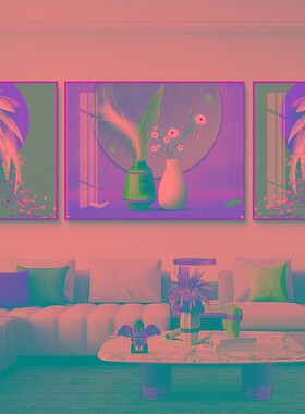 2021新款客厅装饰画简约镶钻三联挂画沙发背景墙轻奢抽象晶瓷壁画