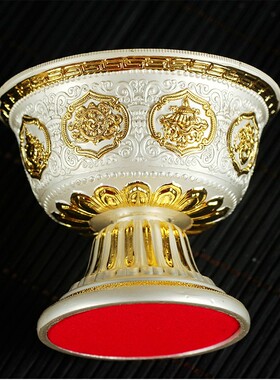 八吉祥供水杯圣水杯八供碗雕花吉祥八宝图案圣水碗不锈钢内胆高脚