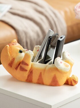 慧心巧聚猫咪手机收纳盒玄关客厅卧室摆件家居装饰品茶几创意摆设