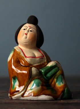 陶瓷仕女摆件唐三彩胖妮贵妇陶俑摆设中式家居客厅收藏艺术装饰品